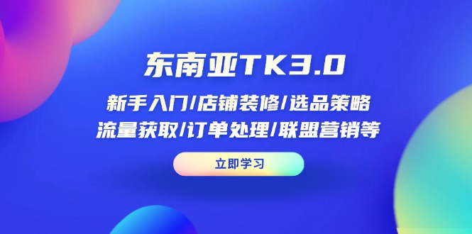 (14208期)东南亚TK3.0:新手入门/店铺装修/选品策略/流量获取/订单处理/联盟营销等-超哥轻创社