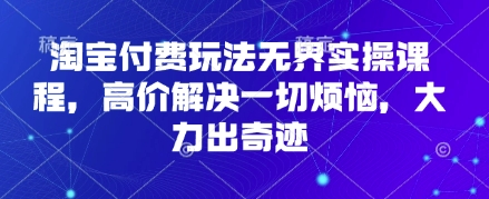 淘宝付费玩法无界实操课程,高价解决一切烦恼,大力出奇迹-超哥轻创社