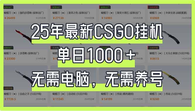 (14178期)25年最新CSGO挂机系统,单日1000+,无需电脑,无需养号,0基础可上手-超哥轻创社