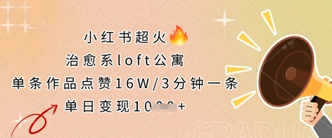 小红书超火的治愈系loft公寓,单条作品点赞16W,3分钟一条,单日变现数张-超哥轻创社