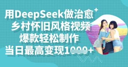 用DeepSeek做治愈乡村怀旧风格视频,爆款轻松制作,当日最高变现多张-超哥轻创社